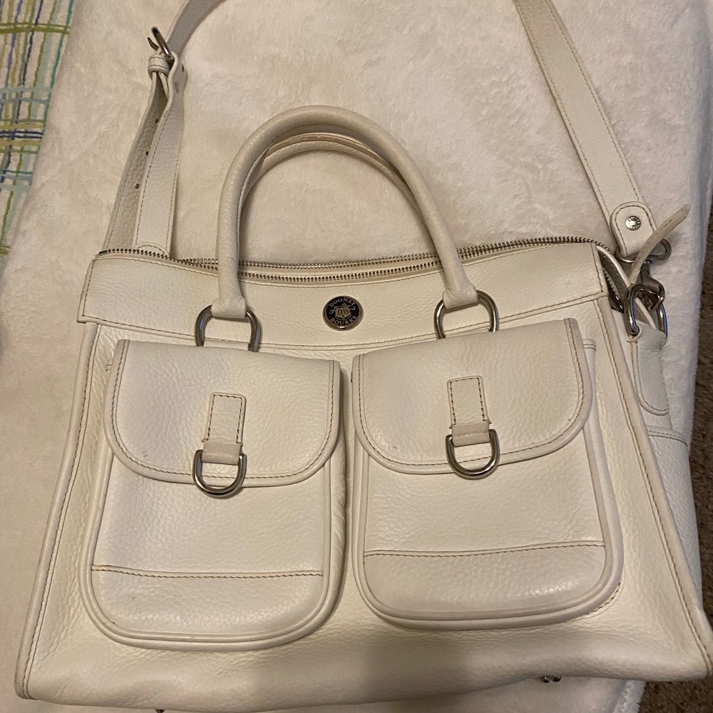 Dooney & Bourke white pebbled leather satchel